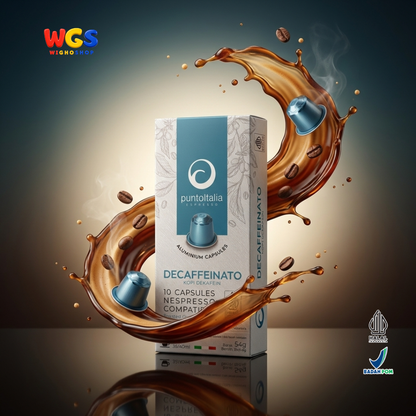 Punto Italia Espresso Decaffeinato 10 Kapsul 54g - Kopi Dekafein Arabika Robusta Nespresso Compatible Intensitas 7