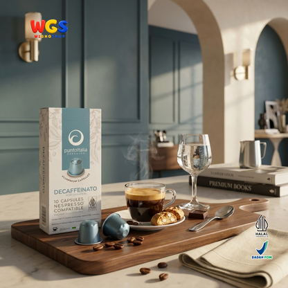 Punto Italia Espresso Decaffeinato 10 Kapsul 54g - Kopi Dekafein Arabika Robusta Nespresso Compatible Intensitas 7