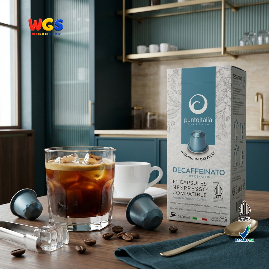 Punto Italia Espresso Decaffeinato 10 Kapsul 54g - Kopi Dekafein Arabika Robusta Nespresso Compatible Intensitas 7