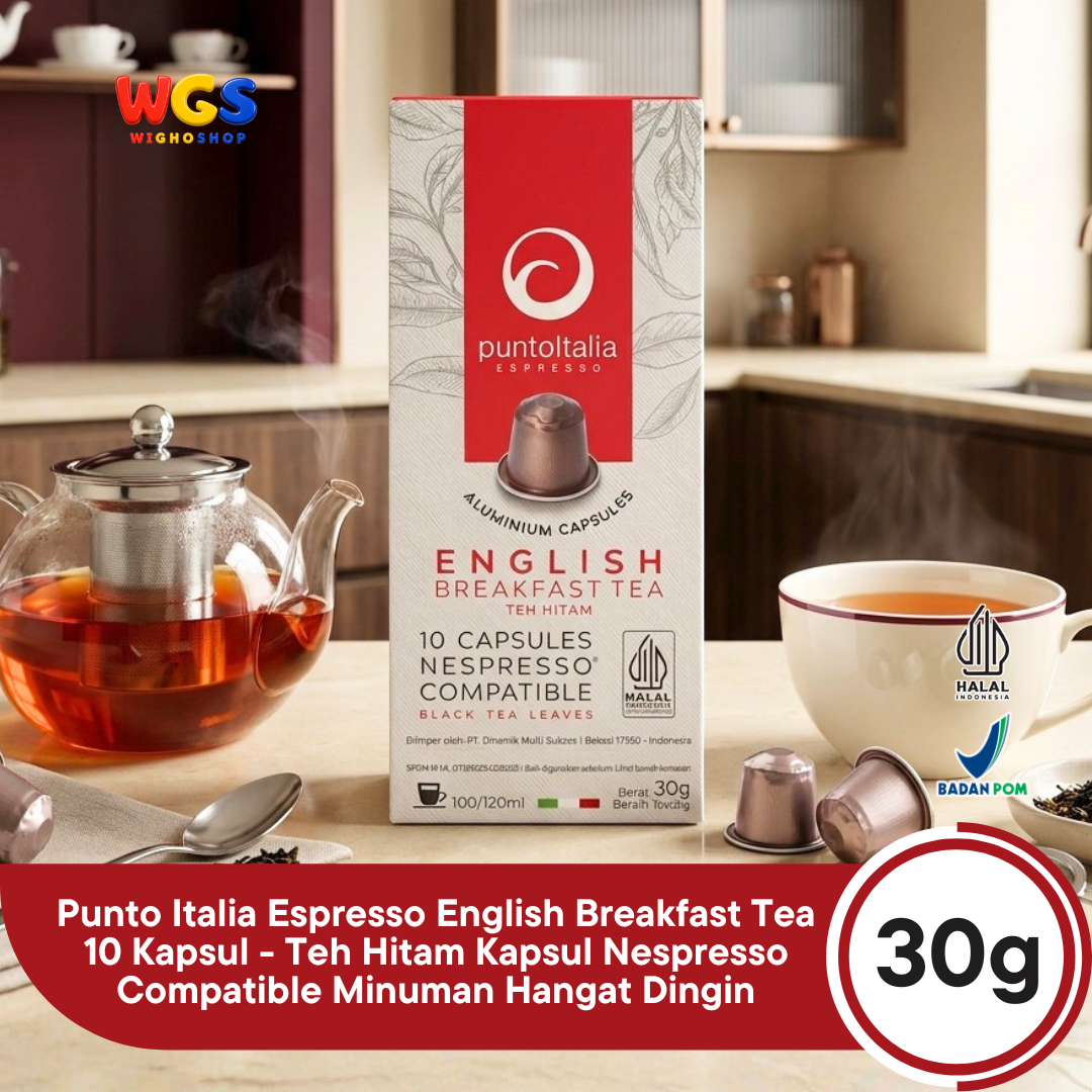 Punto Italia Espresso English Breakfast Tea 10 Kapsul 30g - Teh Hitam Kapsul Nespresso Compatible Minuman Hangat Dingin