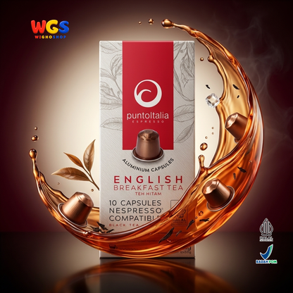 Punto Italia Espresso English Breakfast Tea 10 Kapsul 30g - Teh Hitam Kapsul Nespresso Compatible Minuman Hangat Dingin