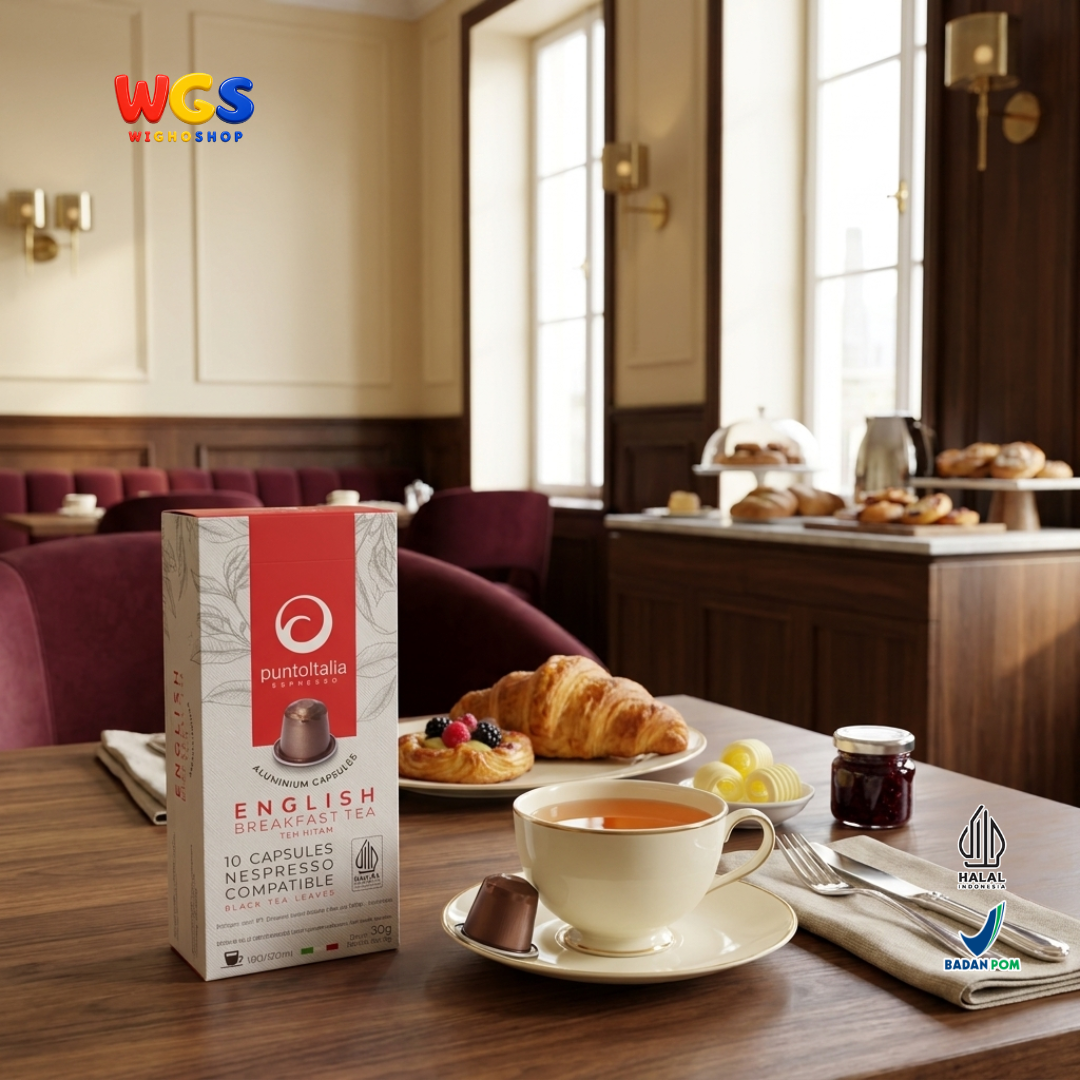 Punto Italia Espresso English Breakfast Tea 10 Kapsul 30g - Teh Hitam Kapsul Nespresso Compatible Minuman Hangat Dingin