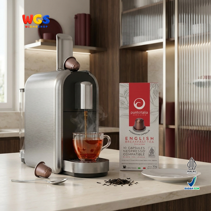 Punto Italia Espresso English Breakfast Tea 10 Kapsul 30g - Teh Hitam Kapsul Nespresso Compatible Minuman Hangat Dingin