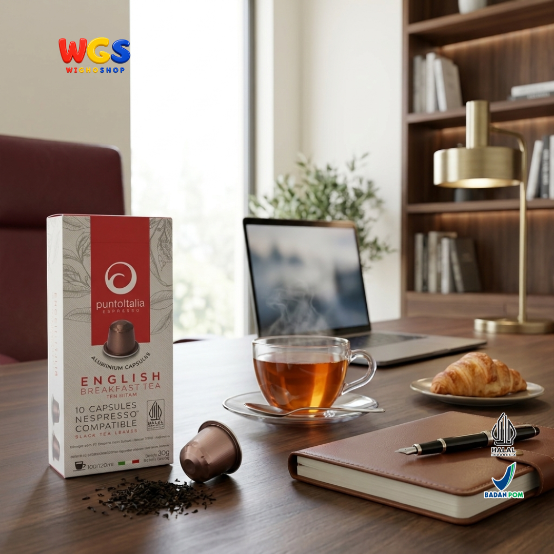 Punto Italia Espresso English Breakfast Tea 10 Kapsul 30g - Teh Hitam Kapsul Nespresso Compatible Minuman Hangat Dingin