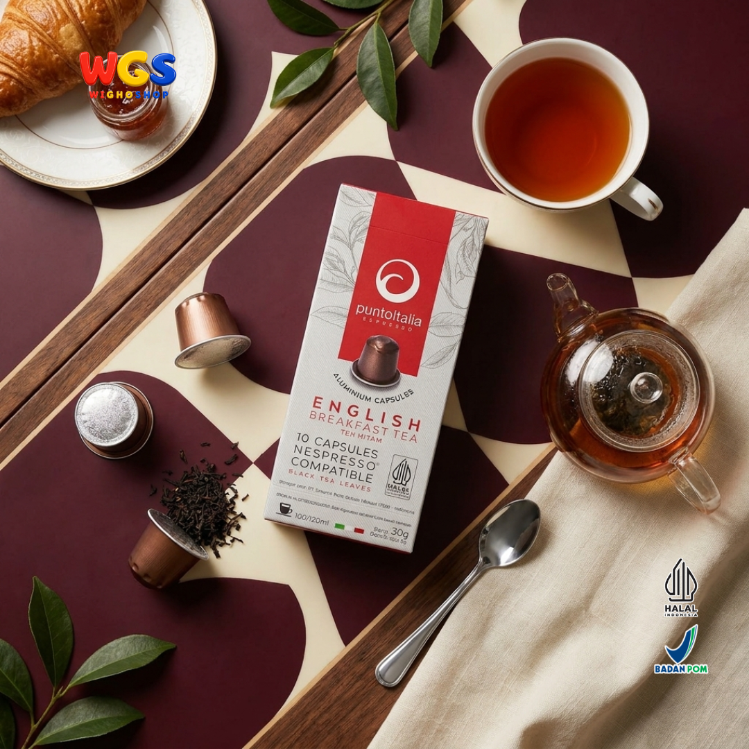 Punto Italia Espresso English Breakfast Tea 10 Kapsul 30g - Teh Hitam Kapsul Nespresso Compatible Minuman Hangat Dingin