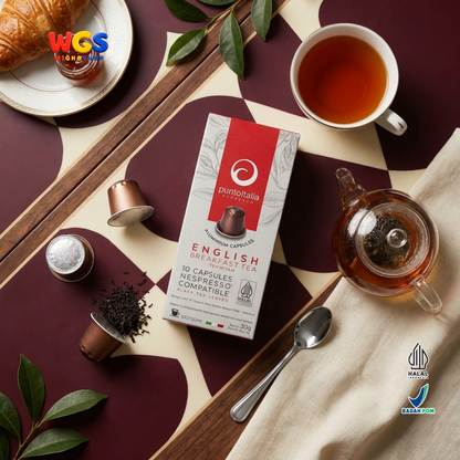 Punto Italia Espresso English Breakfast Tea 10 Kapsul 30g - Teh Hitam Kapsul Nespresso Compatible Minuman Hangat Dingin