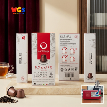 Punto Italia Espresso English Breakfast Tea 10 Kapsul 30g - Teh Hitam Kapsul Nespresso Compatible Minuman Hangat Dingin