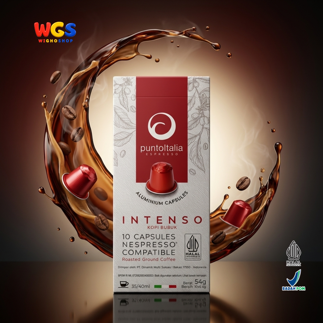 Punto Italia Espresso Intenso 10 Kapsul 54g - Kopi Bubuk Arabika Robusta Nespresso Compatible Intensitas 10