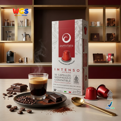 Punto Italia Espresso Intenso 10 Kapsul 54g - Kopi Bubuk Arabika Robusta Nespresso Compatible Intensitas 10