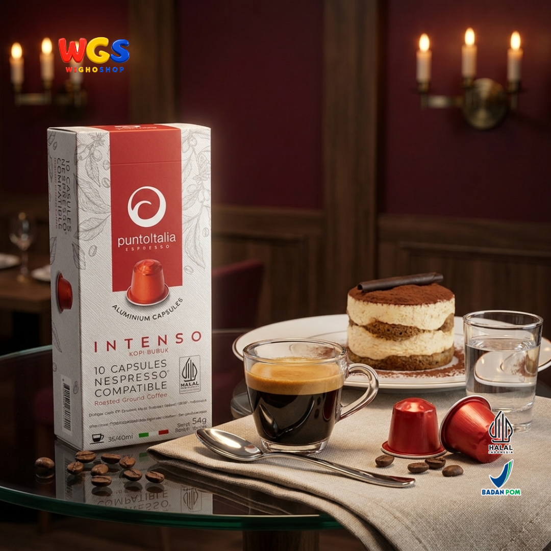 Punto Italia Espresso Intenso 10 Kapsul 54g - Kopi Bubuk Arabika Robusta Nespresso Compatible Intensitas 10