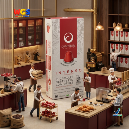 Punto Italia Espresso Intenso 10 Kapsul 54g - Kopi Bubuk Arabika Robusta Nespresso Compatible Intensitas 10