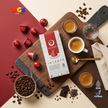 Punto Italia Espresso Intenso 10 Kapsul 54g - Kopi Bubuk Arabika Robusta Nespresso Compatible Intensitas 10