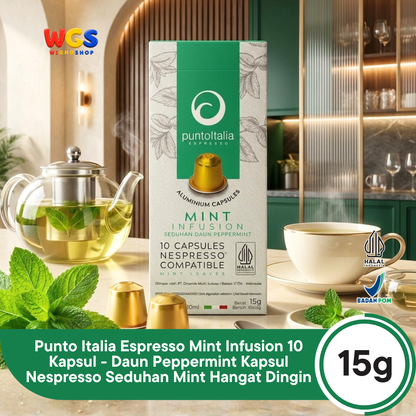 Punto Italia Espresso Mint Infusion 10 Kapsul 15g - Daun Peppermint Kapsul Nespresso Seduhan Mint Hangat Dingin