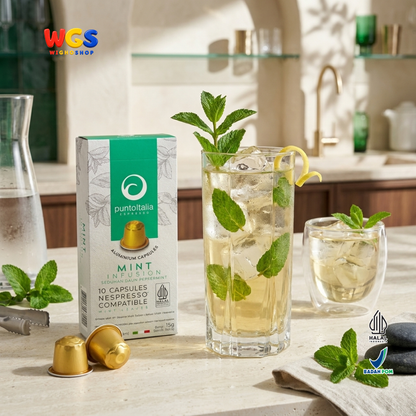 Punto Italia Espresso Mint Infusion 10 Kapsul 15g - Daun Peppermint Kapsul Nespresso Seduhan Mint Hangat Dingin