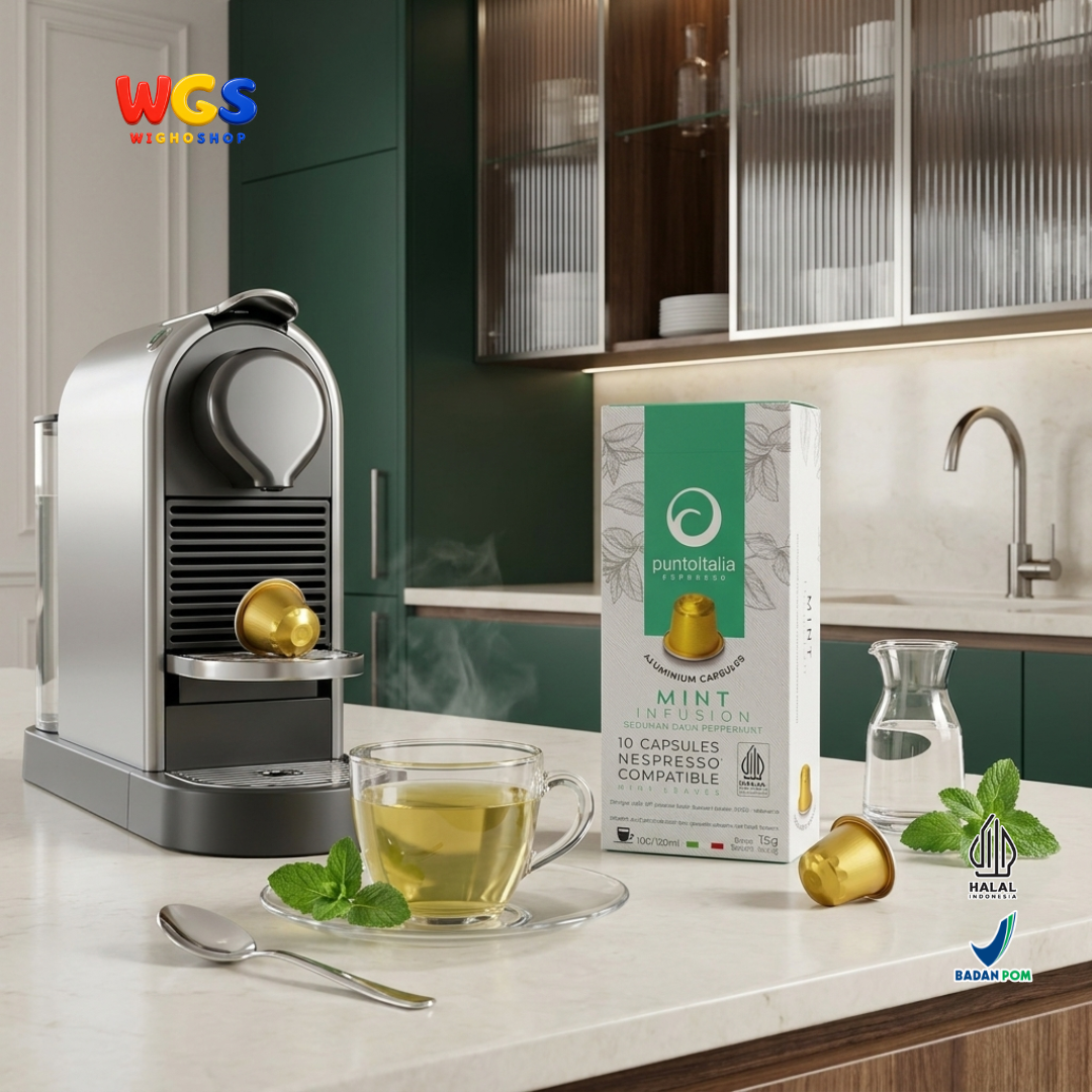 Punto Italia Espresso Mint Infusion 10 Kapsul 15g - Daun Peppermint Kapsul Nespresso Seduhan Mint Hangat Dingin