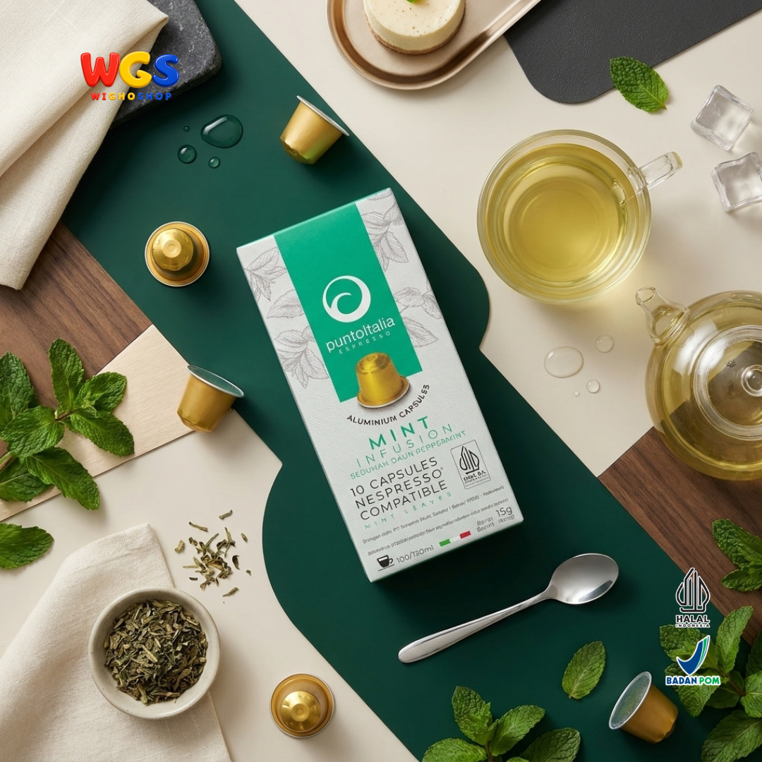 Punto Italia Espresso Mint Infusion 10 Kapsul 15g - Daun Peppermint Kapsul Nespresso Seduhan Mint Hangat Dingin