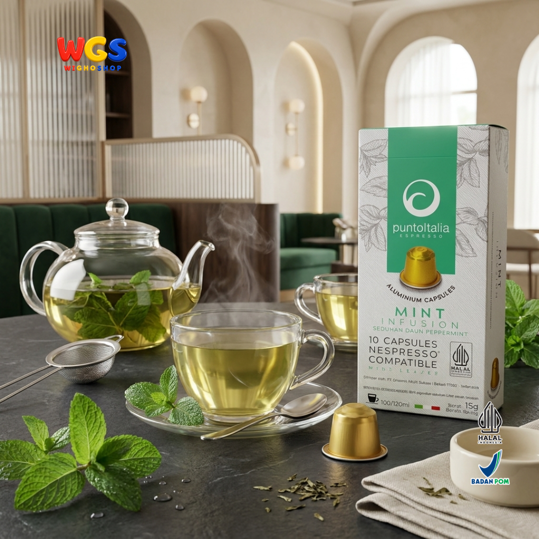 Punto Italia Espresso Mint Infusion 10 Kapsul 15g - Daun Peppermint Kapsul Nespresso Seduhan Mint Hangat Dingin