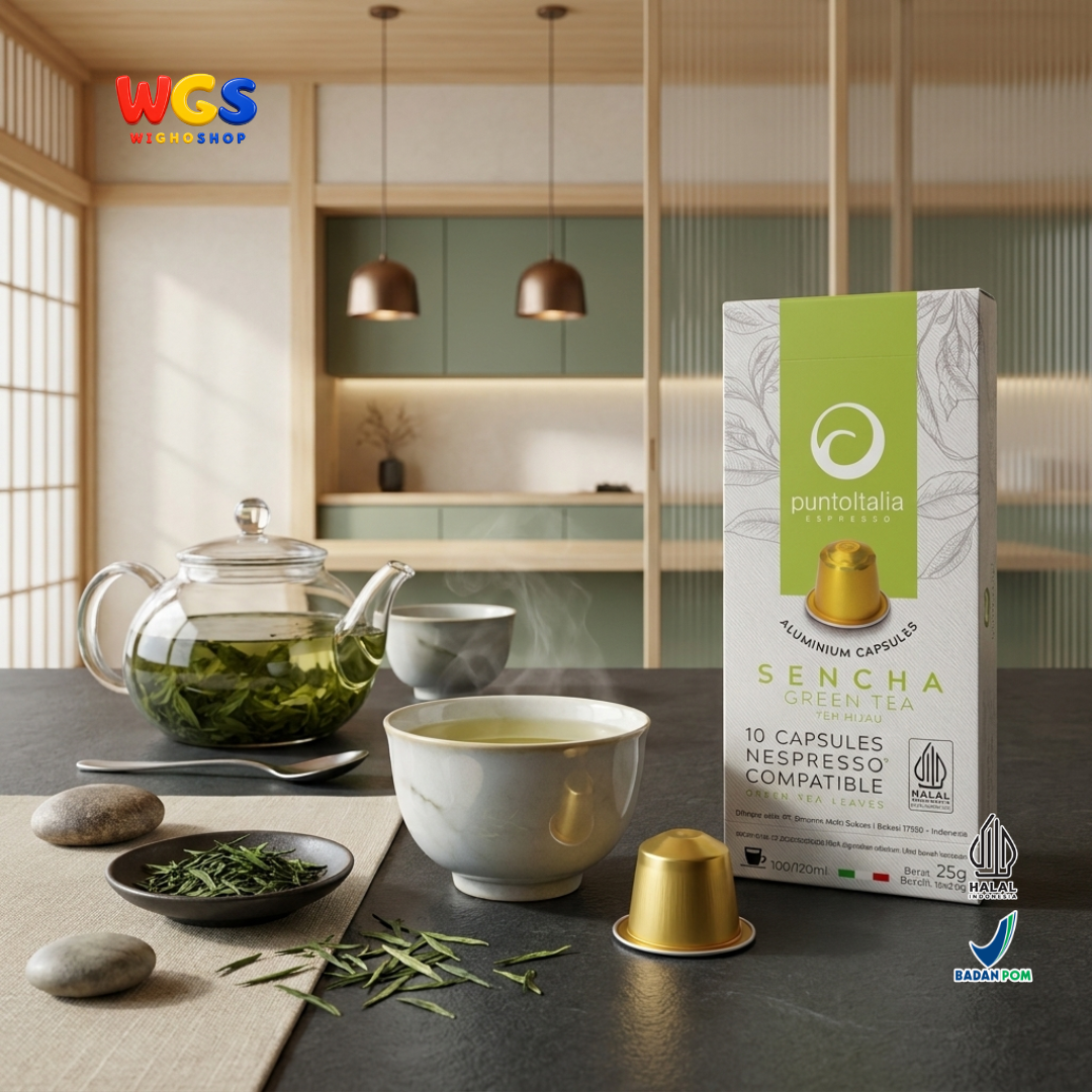 Punto Italia Espresso Sencha Green Tea 10 Kapsul 25g - Teh Hijau Kapsul Nespresso Compatible Minuman Hangat Dingin