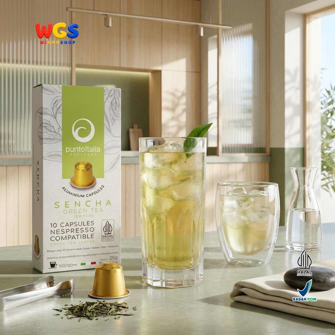 Punto Italia Espresso Sencha Green Tea 10 Kapsul 25g - Teh Hijau Kapsul Nespresso Compatible Minuman Hangat Dingin