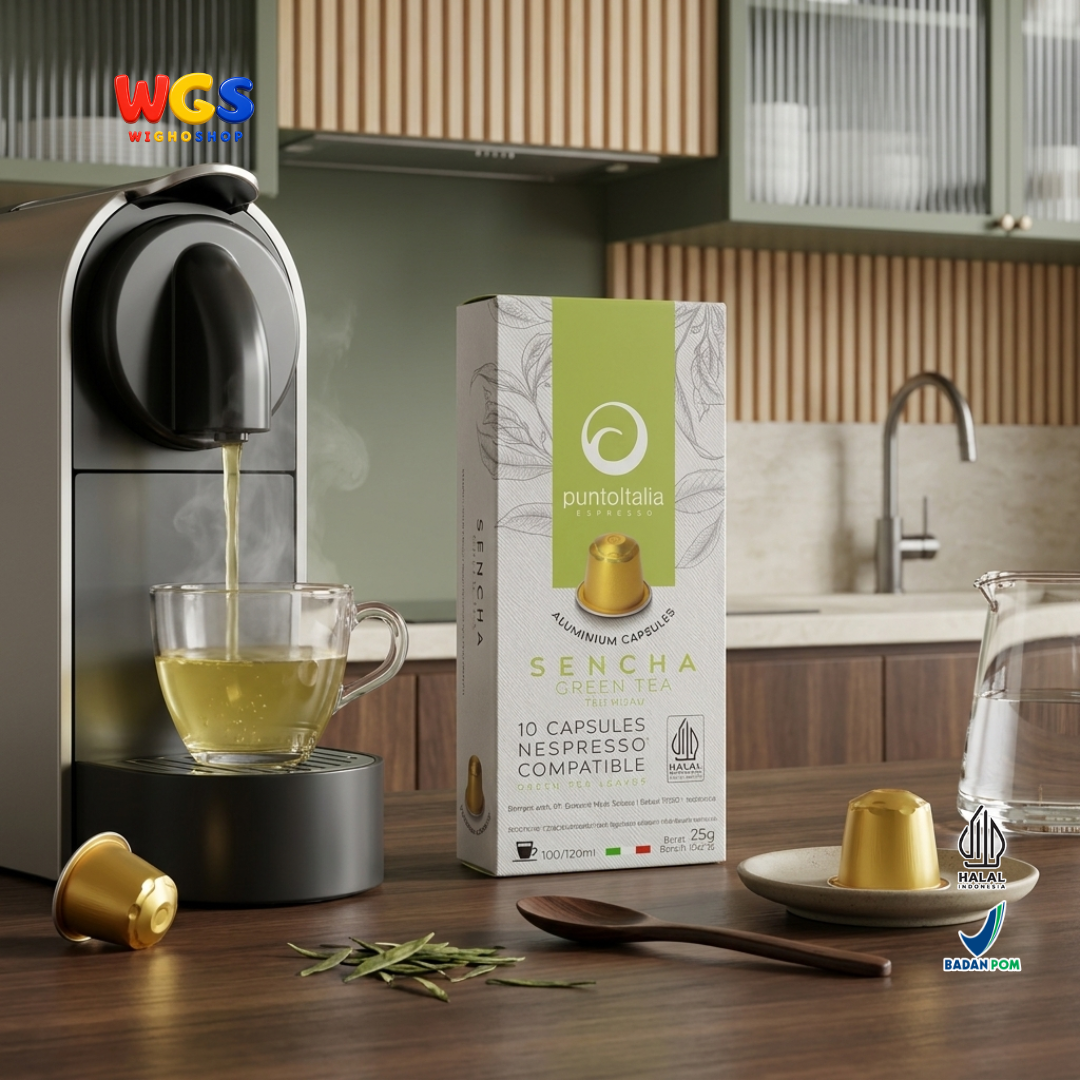 Punto Italia Espresso Sencha Green Tea 10 Kapsul 25g - Teh Hijau Kapsul Nespresso Compatible Minuman Hangat Dingin
