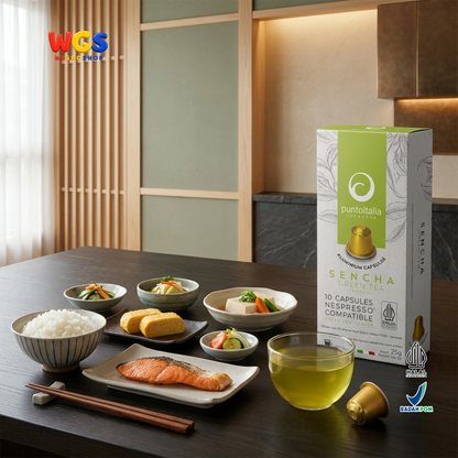 Punto Italia Espresso Sencha Green Tea 10 Kapsul 25g - Teh Hijau Kapsul Nespresso Compatible Minuman Hangat Dingin