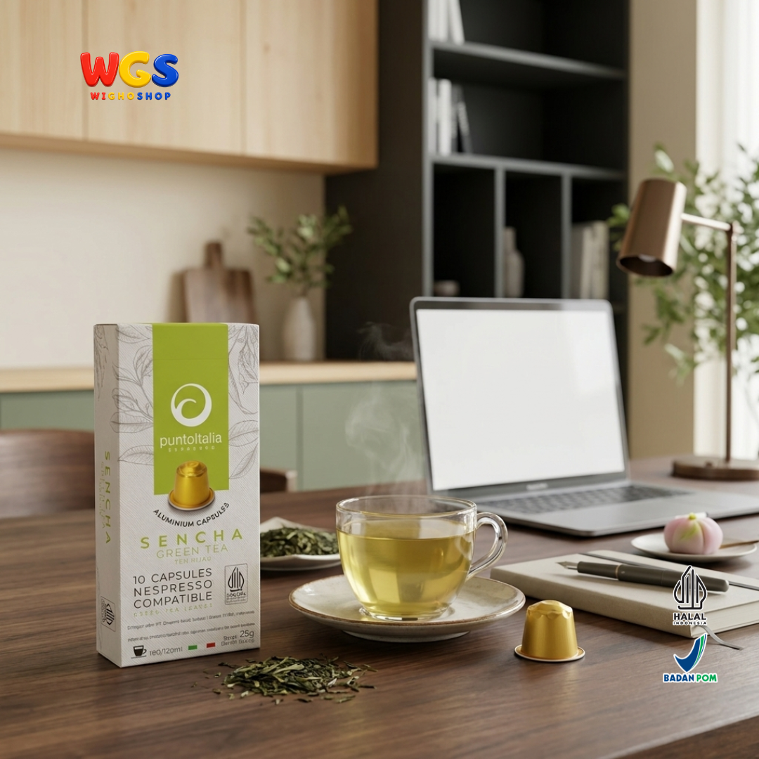 Punto Italia Espresso Sencha Green Tea 10 Kapsul 25g - Teh Hijau Kapsul Nespresso Compatible Minuman Hangat Dingin