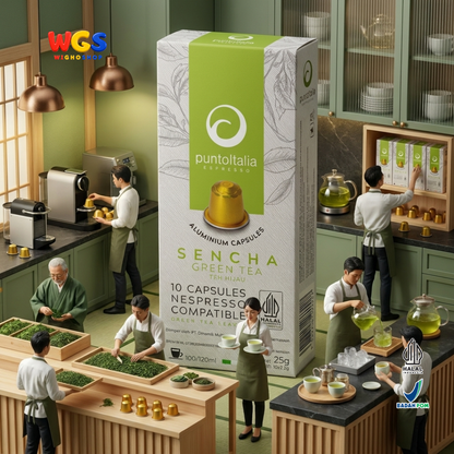 Punto Italia Espresso Sencha Green Tea 10 Kapsul 25g - Teh Hijau Kapsul Nespresso Compatible Minuman Hangat Dingin