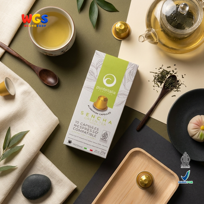 Punto Italia Espresso Sencha Green Tea 10 Kapsul 25g - Teh Hijau Kapsul Nespresso Compatible Minuman Hangat Dingin