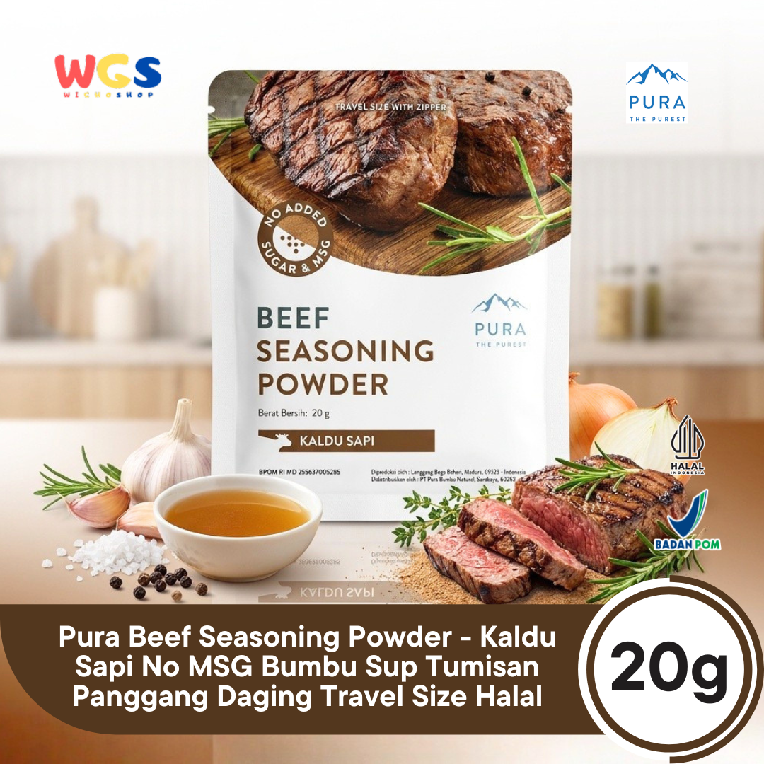 Pura Beef Seasoning Powder 20g - Kaldu Sapi No MSG Bumbu Sup Tumisan Panggang Daging Travel Size Halal