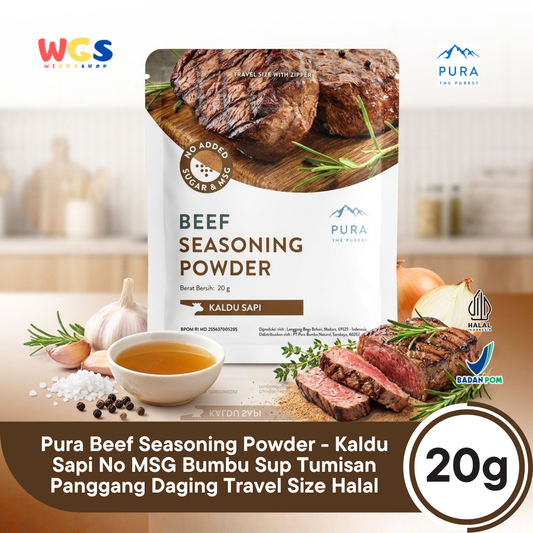 Pura Beef Seasoning Powder 20g - Kaldu Sapi No MSG Bumbu Sup Tumisan Panggang Daging Travel Size Halal