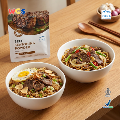 Pura Beef Seasoning Powder 20g - Kaldu Sapi No MSG Bumbu Sup Tumisan Panggang Daging Travel Size Halal