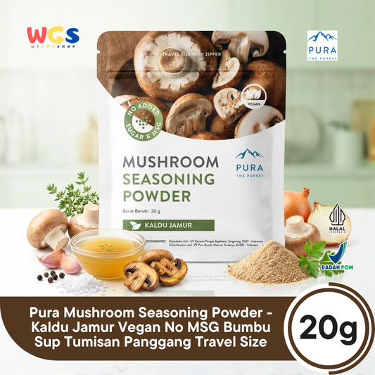 Pura Mushroom Seasoning Powder 20g - Kaldu Jamur Vegan No MSG Bumbu Sup Tumisan Panggang Travel Size