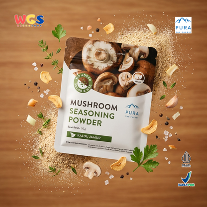 Pura Mushroom Seasoning Powder 20g - Kaldu Jamur Vegan No MSG Bumbu Sup Tumisan Panggang Travel Size