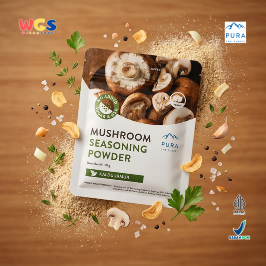 Pura Mushroom Seasoning Powder 20g - Kaldu Jamur Vegan No MSG Bumbu Sup Tumisan Panggang Travel Size