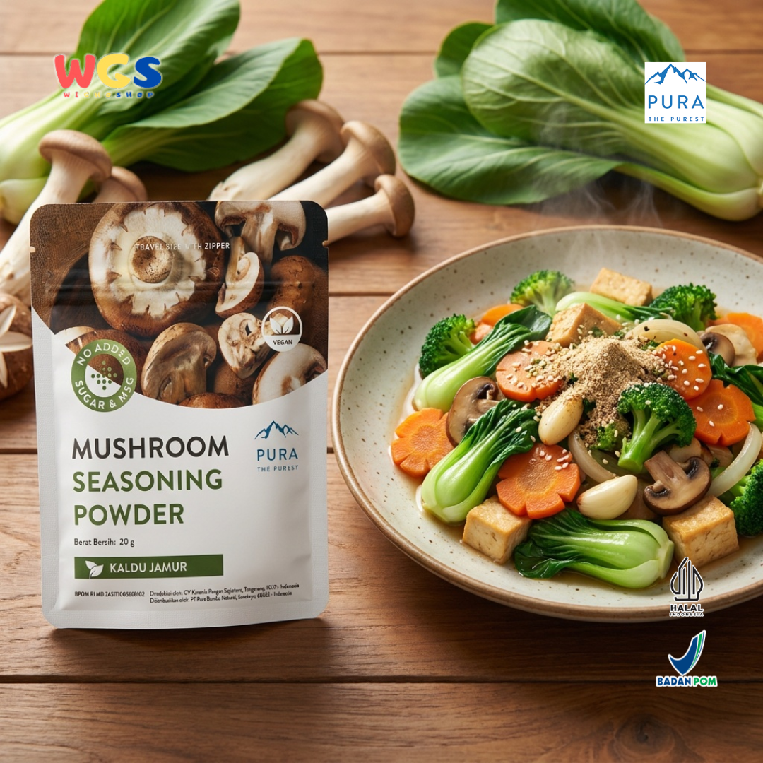 Pura Mushroom Seasoning Powder 20g - Kaldu Jamur Vegan No MSG Bumbu Sup Tumisan Panggang Travel Size