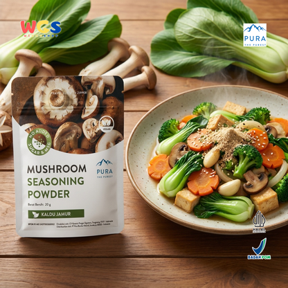 Pura Mushroom Seasoning Powder 20g - Kaldu Jamur Vegan No MSG Bumbu Sup Tumisan Panggang Travel Size