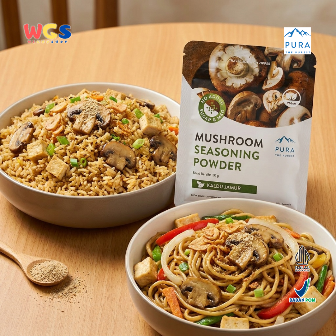 Pura Mushroom Seasoning Powder 20g - Kaldu Jamur Vegan No MSG Bumbu Sup Tumisan Panggang Travel Size