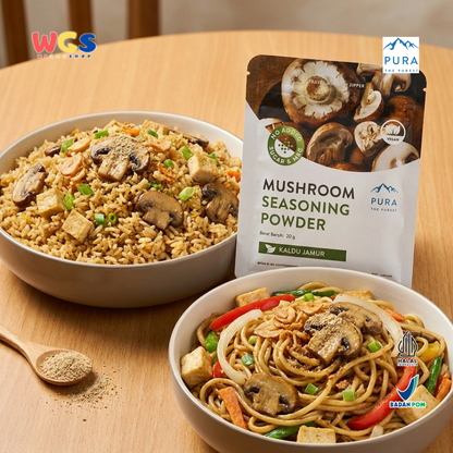Pura Mushroom Seasoning Powder 20g - Kaldu Jamur Vegan No MSG Bumbu Sup Tumisan Panggang Travel Size