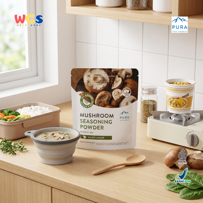 Pura Mushroom Seasoning Powder 20g - Kaldu Jamur Vegan No MSG Bumbu Sup Tumisan Panggang Travel Size