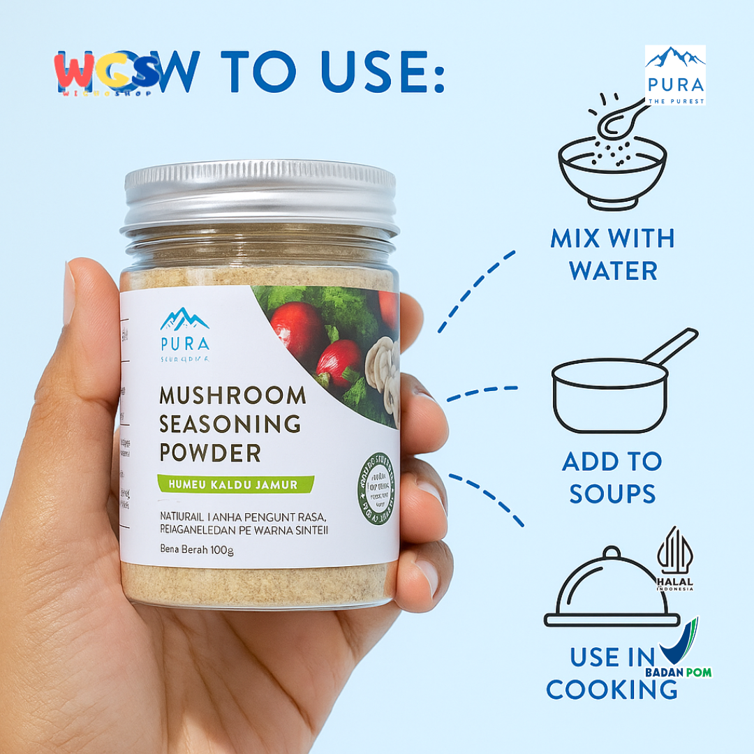 Pura Mushroom Seasoning Powder Kaldu Jamur 100g – Tanpa MSG, Gula & Pengawet