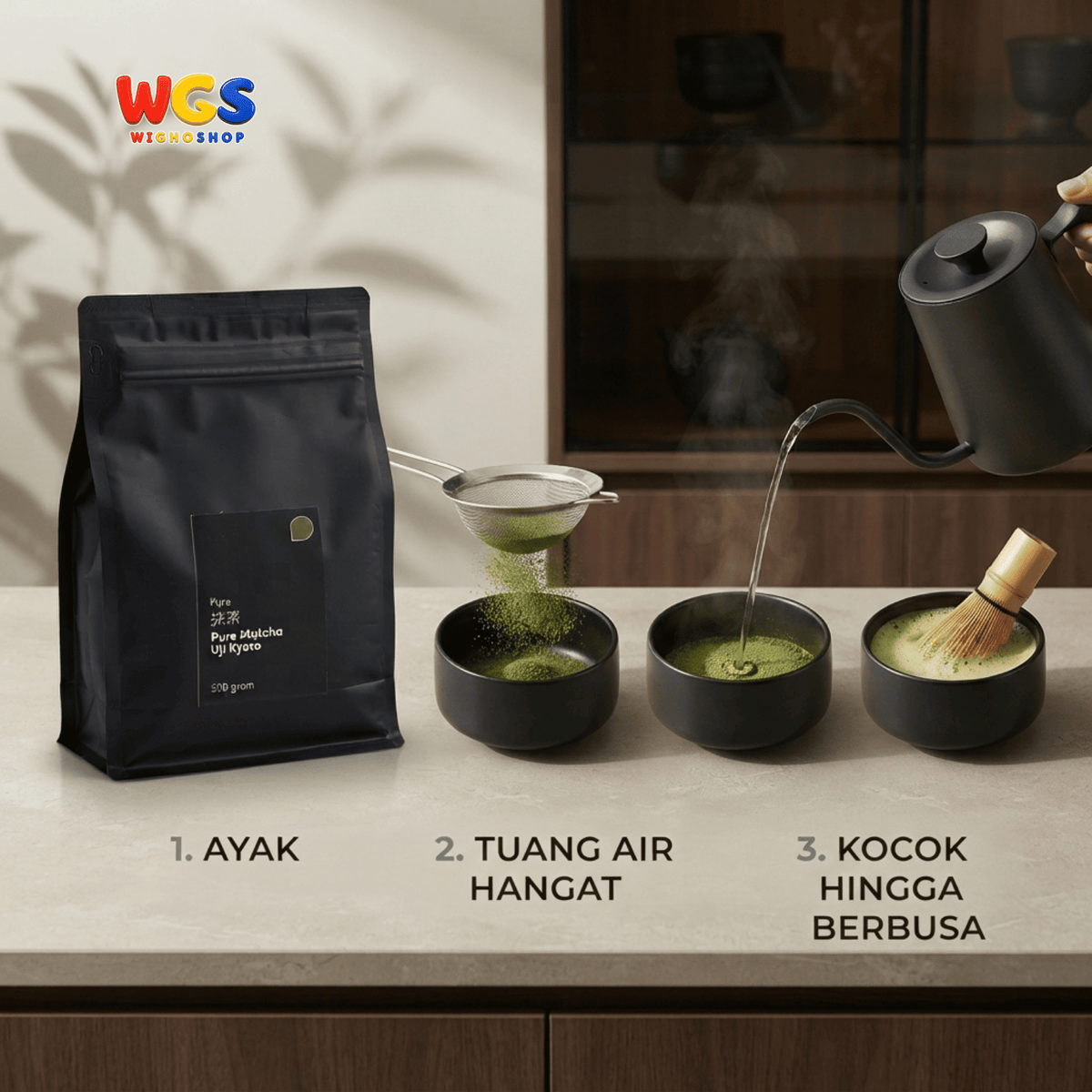 Pure Matcha Uji Kyoto 500g - Bubuk Teh Hijau Jepang untuk Matcha Latte Minuman Cafe Dessert dan Baking