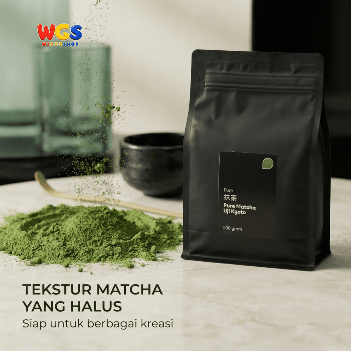 Pure Matcha Uji Kyoto 500g - Bubuk Teh Hijau Jepang untuk Matcha Latte Minuman Cafe Dessert dan Baking