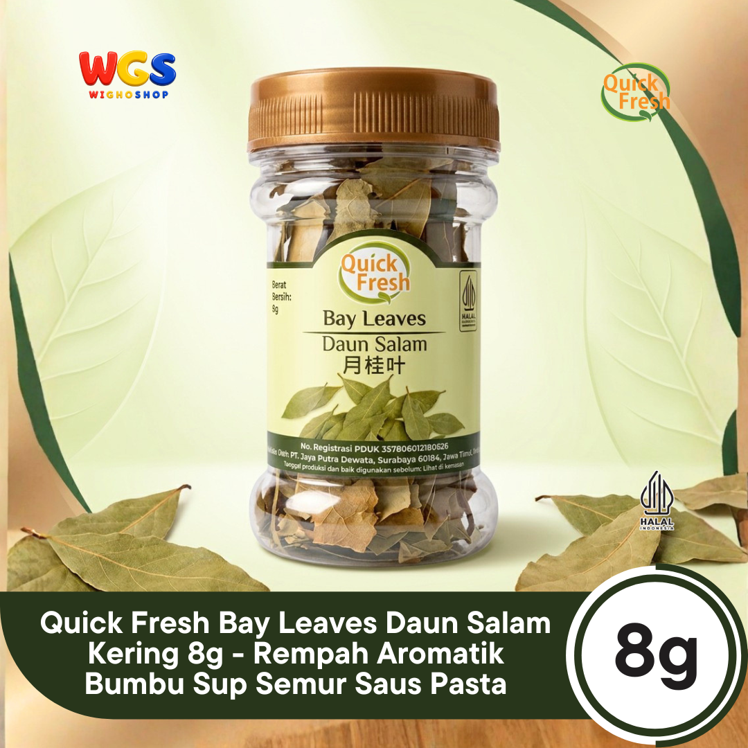 Quick Fresh Bay Leaves Daun Salam Kering 8g - Rempah Aromatik Bumbu Sup Semur Saus Pasta