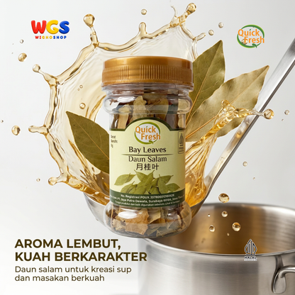 Quick Fresh Bay Leaves Daun Salam Kering 8g - Rempah Aromatik Bumbu Sup Semur Saus Pasta