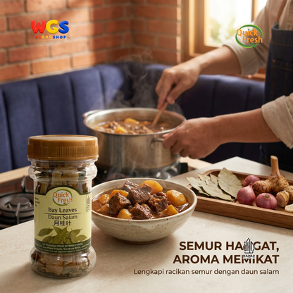 Quick Fresh Bay Leaves Daun Salam Kering 8g - Rempah Aromatik Bumbu Sup Semur Saus Pasta