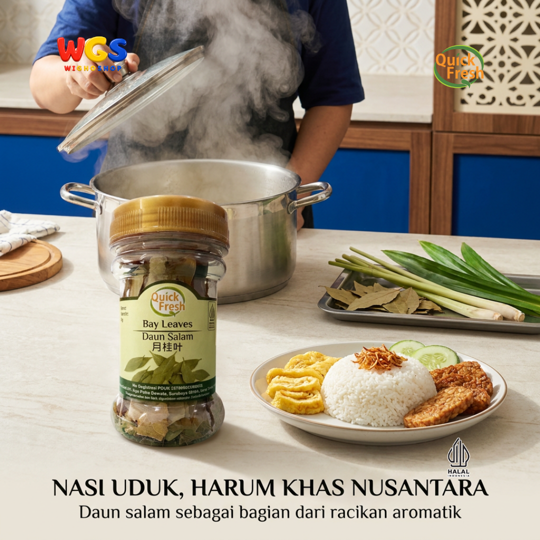 Quick Fresh Bay Leaves Daun Salam Kering 8g - Rempah Aromatik Bumbu Sup Semur Saus Pasta