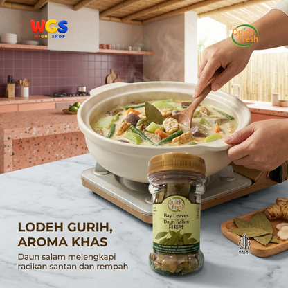 Quick Fresh Bay Leaves Daun Salam Kering 8g - Rempah Aromatik Bumbu Sup Semur Saus Pasta