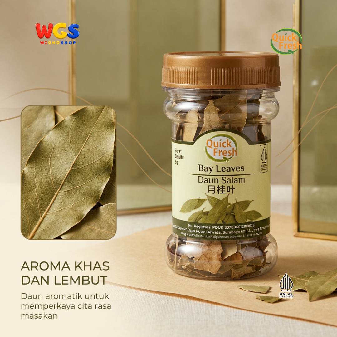 Quick Fresh Bay Leaves Daun Salam Kering 8g - Rempah Aromatik Bumbu Sup Semur Saus Pasta