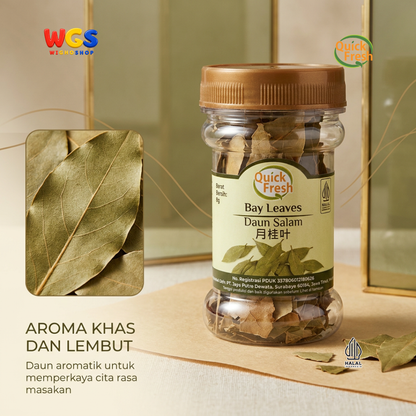 Quick Fresh Bay Leaves Daun Salam Kering 8g - Rempah Aromatik Bumbu Sup Semur Saus Pasta