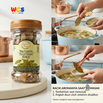 Quick Fresh Bay Leaves Daun Salam Kering 8g - Rempah Aromatik Bumbu Sup Semur Saus Pasta